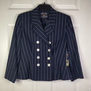 American‎ living pin striped navy blazer. NWT. Linen blend